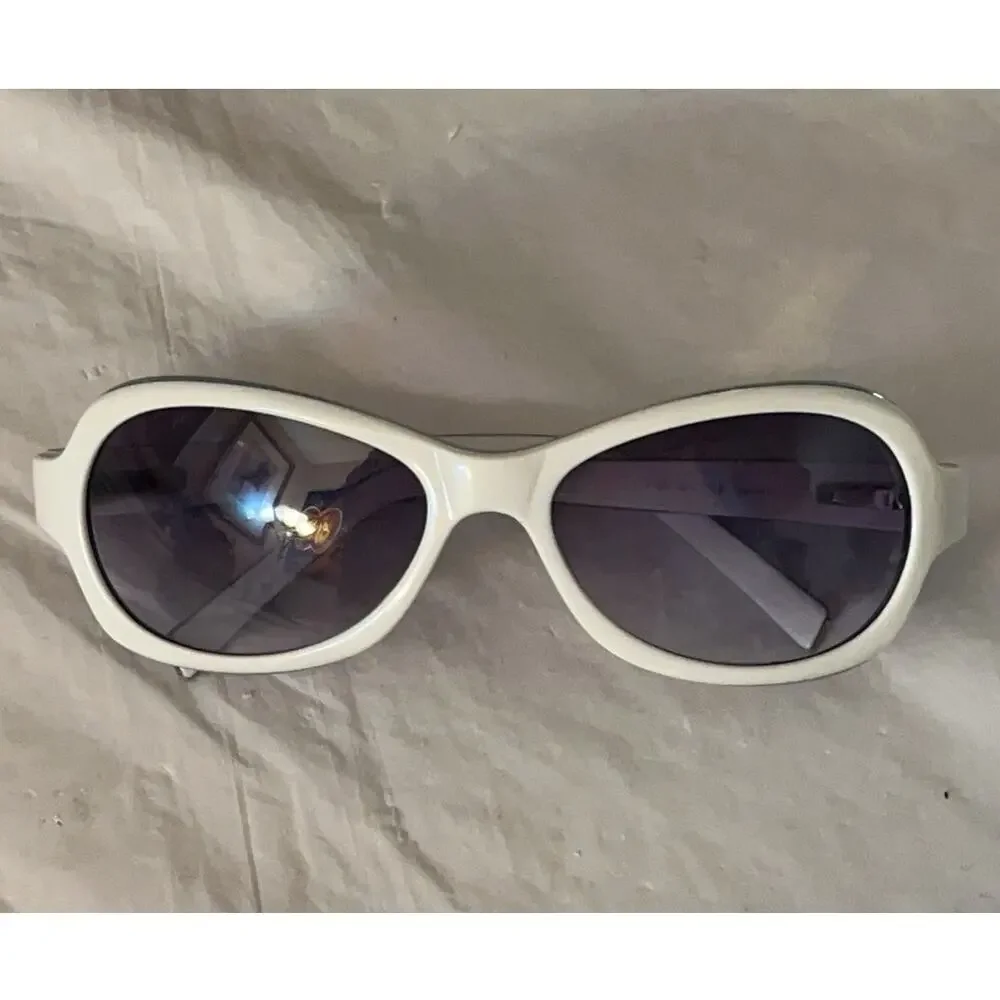 Kenneth Cole New York KCC36 White Oval Sunglasses Gray Lenses Women's 57-20-130